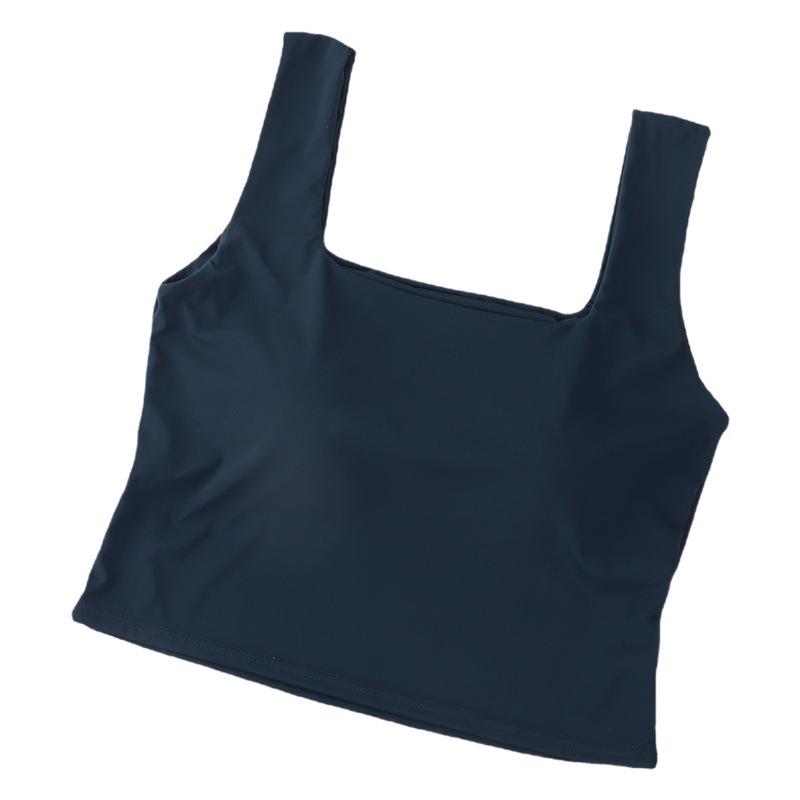Ice Silk Square Neck Wide Shoulder Beautiful Back Sling Wrapped Chest Vest Women's No Steel Ring Fixed Cup Inner Wearing Outer Wearing Base Vest for Women