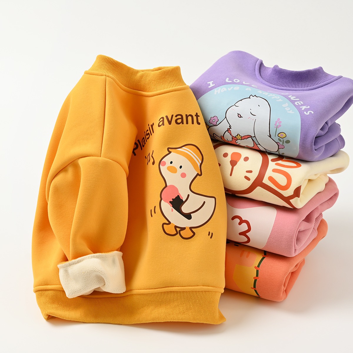 Picture of Children's One-piece Velvet Sweater Boys' and Boys Cartoon Warm Pullover for Children's Autumn and Winter Children's Wear Plus Velvet Jacket