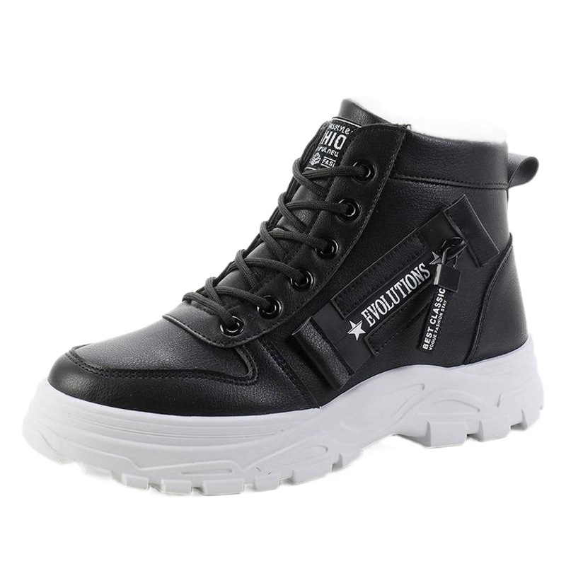 2001 Cotton Shoes for Women Winter Fleece-Lined 2023 New K-Style Student Versatile Warm High-Top Boots Cotton Shoes Winter Shoes