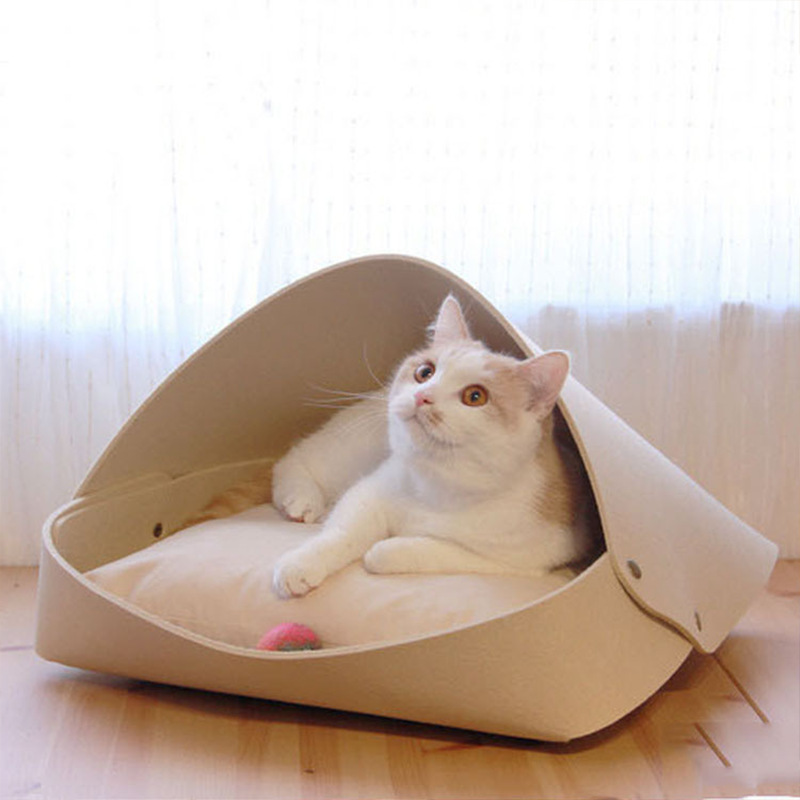 Factory Supply Creative Cat Nest Semi-closed Felt Pet Nest Detachable Buckle Cat Bed Four Seasons Universal Cat Nest
