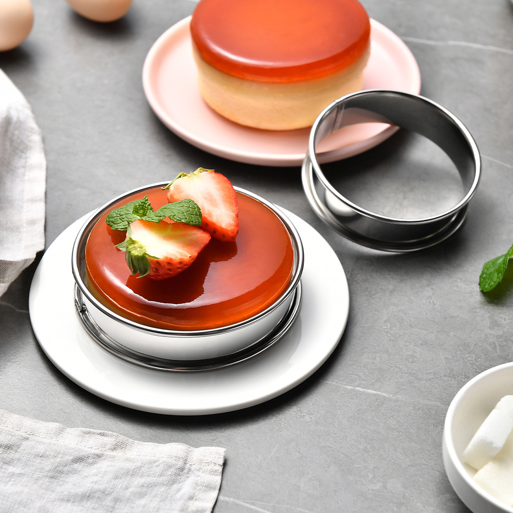 304 Stainless Steel Round Mousse Circle Household Chiffon Cake Mold Cake Tart Circle Double Curled Edge Round Biscuit Mold