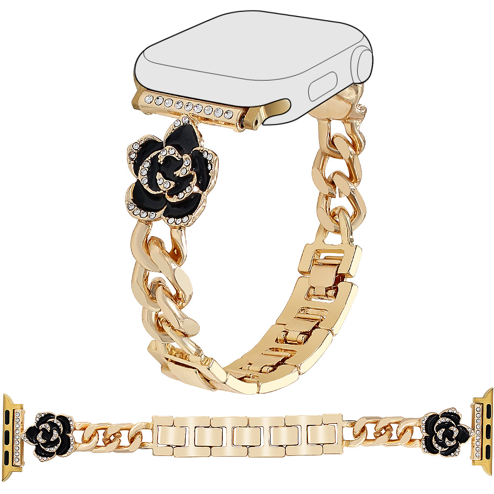 For Apple Watch Steel Band iwatch45678/SE Generation Smart Watch Band New Camellia Alloy Strap