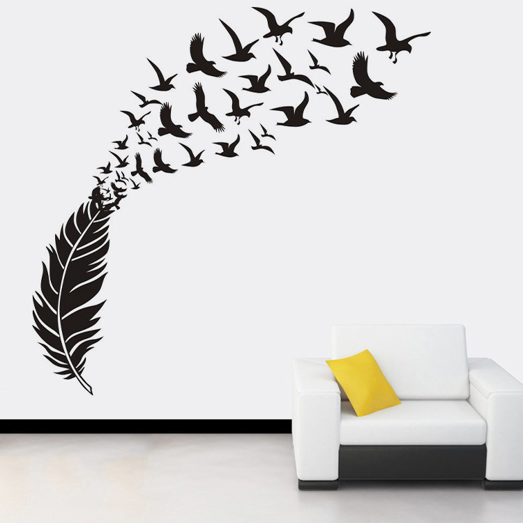 Picture of KS171 foreign trade new creative carved feather bird living room bedroom wall sticker corridor decorative painting wholesale