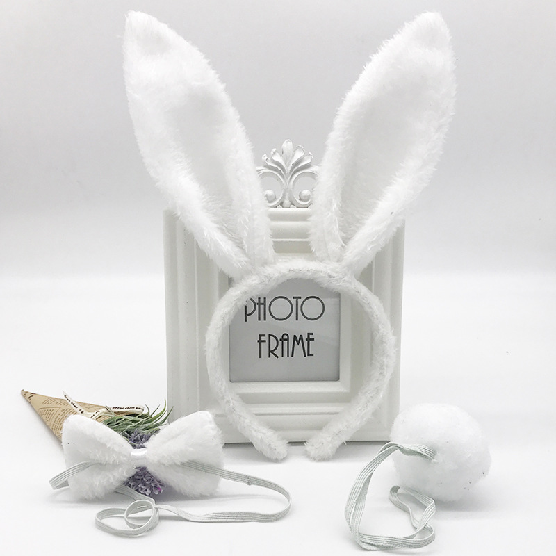 Picture of Cross-border Easter Plush Sequin Rabbit Headband Three-piece Set Ears Headband Bow Ties Children's Festival Performance Road