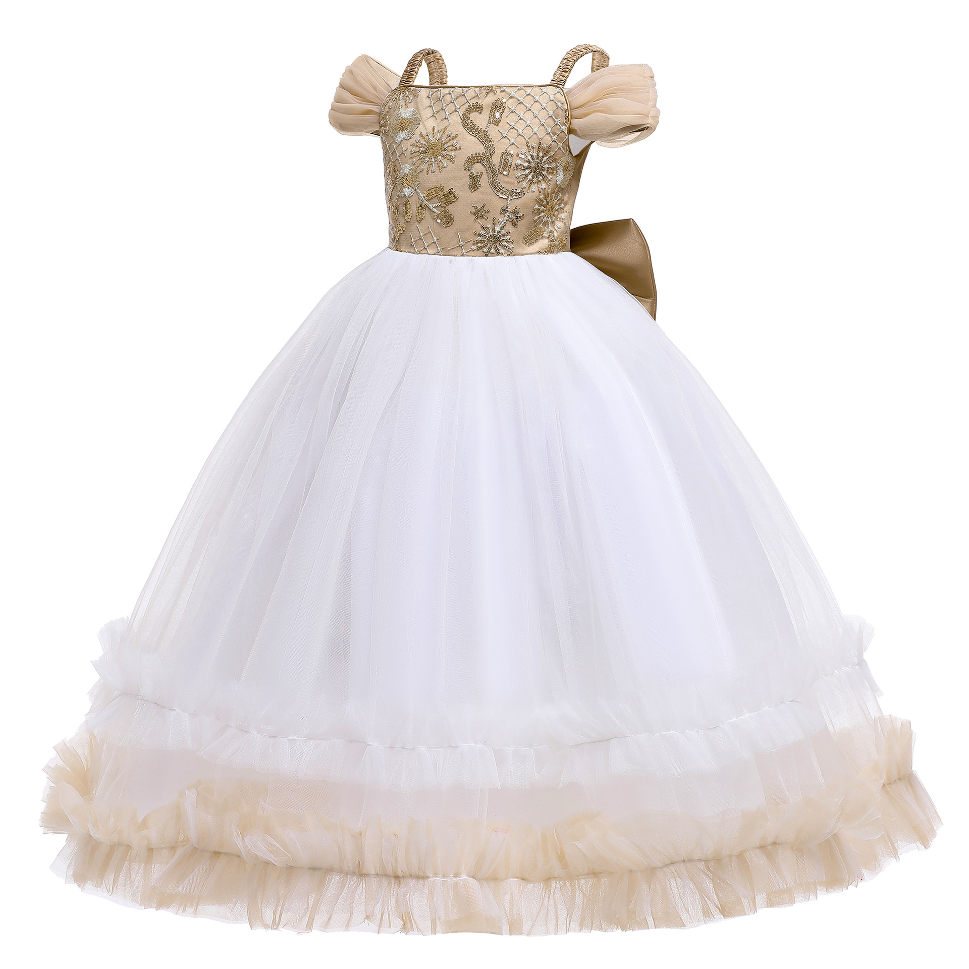 Picture of 2025 New Children's Dress Long One Shoulder Princess Dress Large Children's Side Embroidery Long Dress Stage Performance Dress