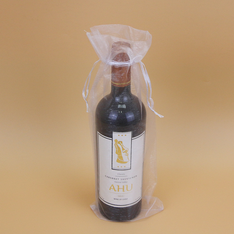 Picture of Drawstring wine bag yarn bag organza drawstring gift yarn bag drawstring red wine gift packaging bag in stock straight hair