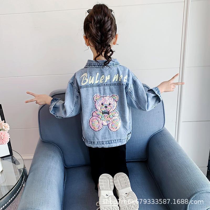 Picture of Girls' Spring Denim Jacket 2022 New Style Mid-Large Children's Spring Western Style Internet Popular Spring and Autumn Children's Top Girls' Trendy
