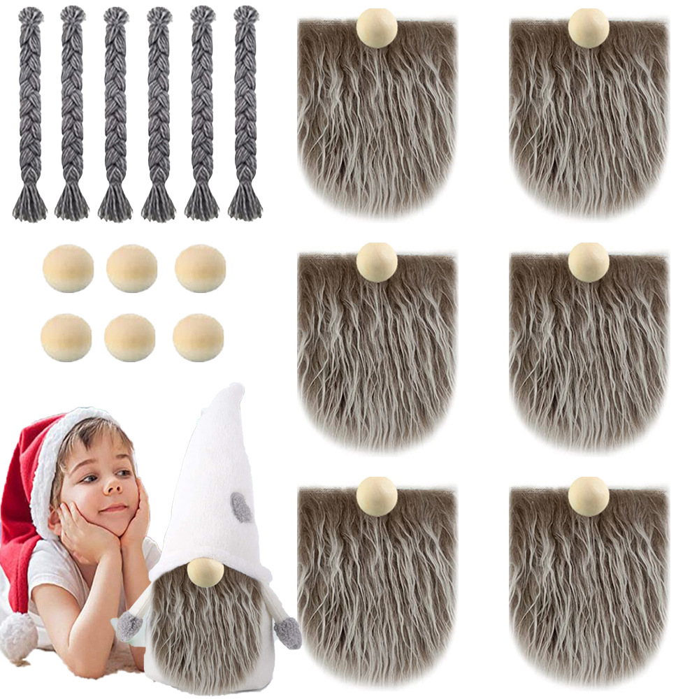 Picture of Dwarf Doll Handmade DIY Materials Amazon Decoration Artificial Fur Beard Wooden Ball Christmas Gnome Pom-Pom