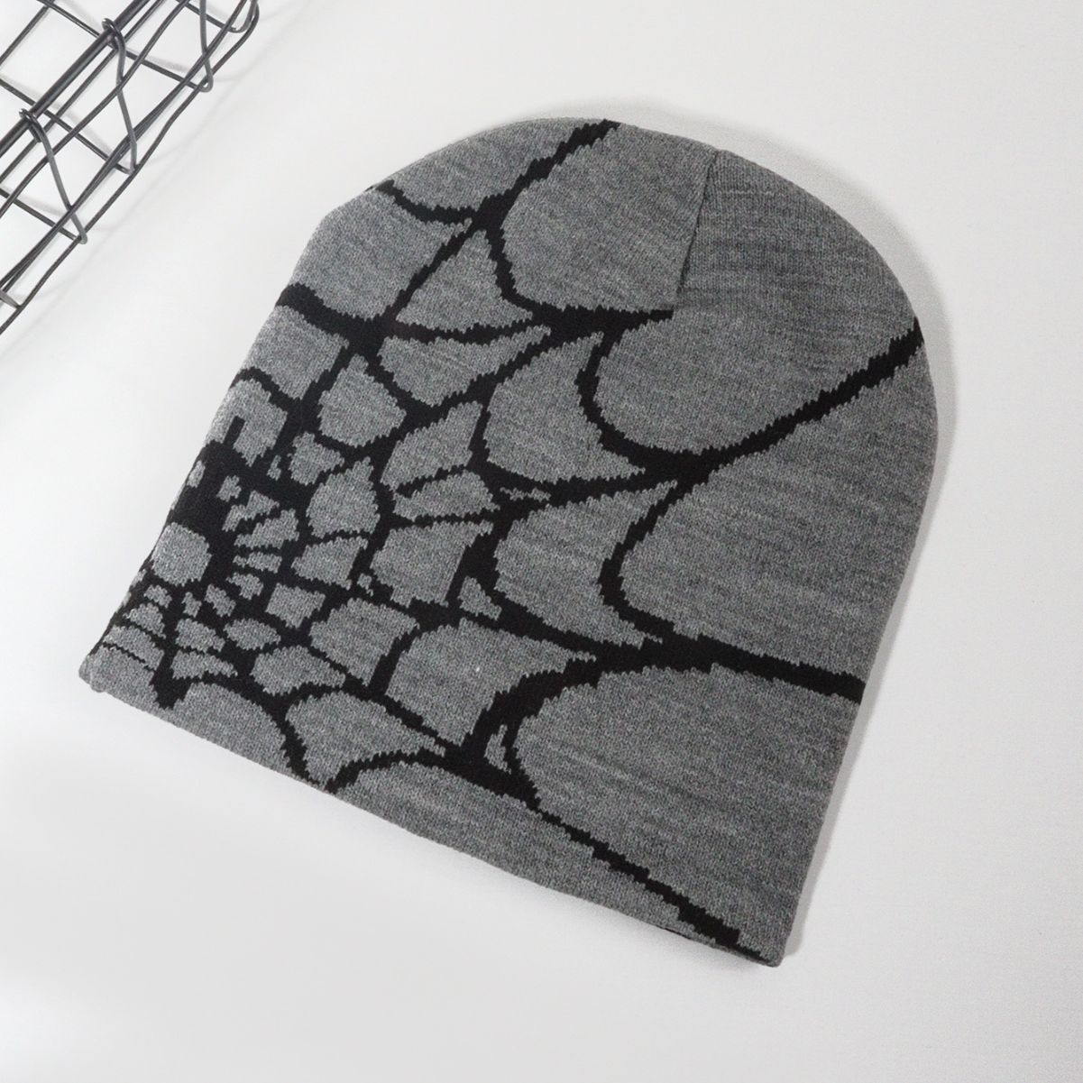 Picture of Hot sale spider web Y2K foreign trade knitted hat European and American hat trend winter hat jacquard special cross-border factory straight hair
