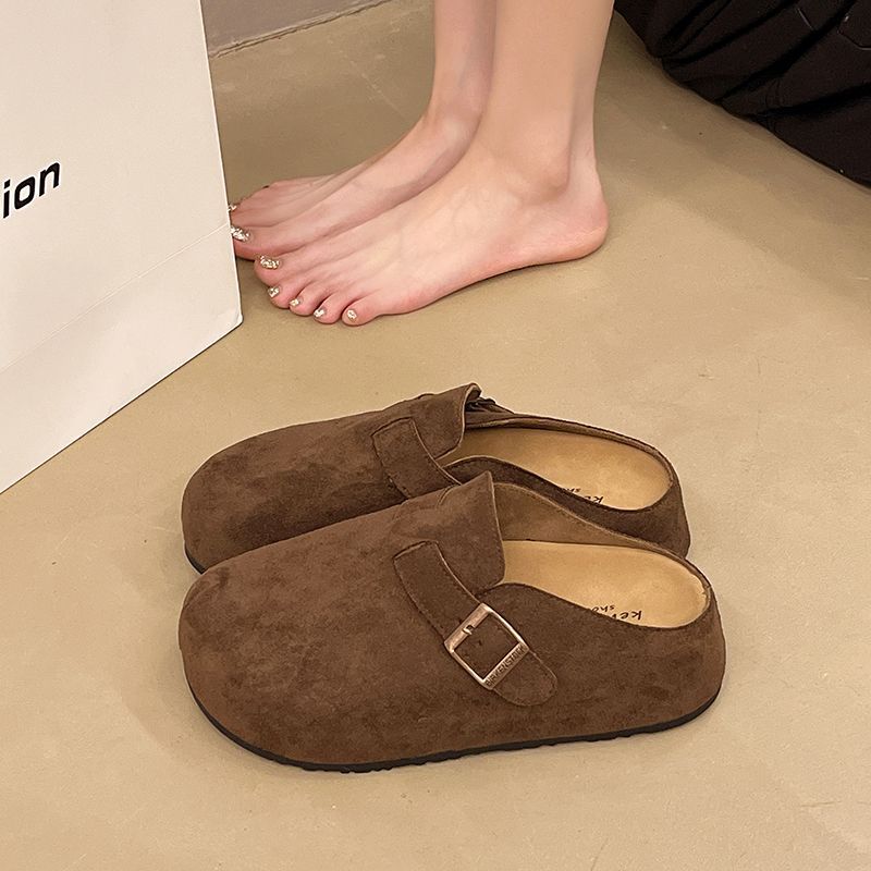 Thick-Soled Birkenstock Shoes 2025 Autumn and Winter Birkenstock Slip-Ons, Toe-Cap Half Slippers, Women's Forest-Style Height-Increasing Shoes