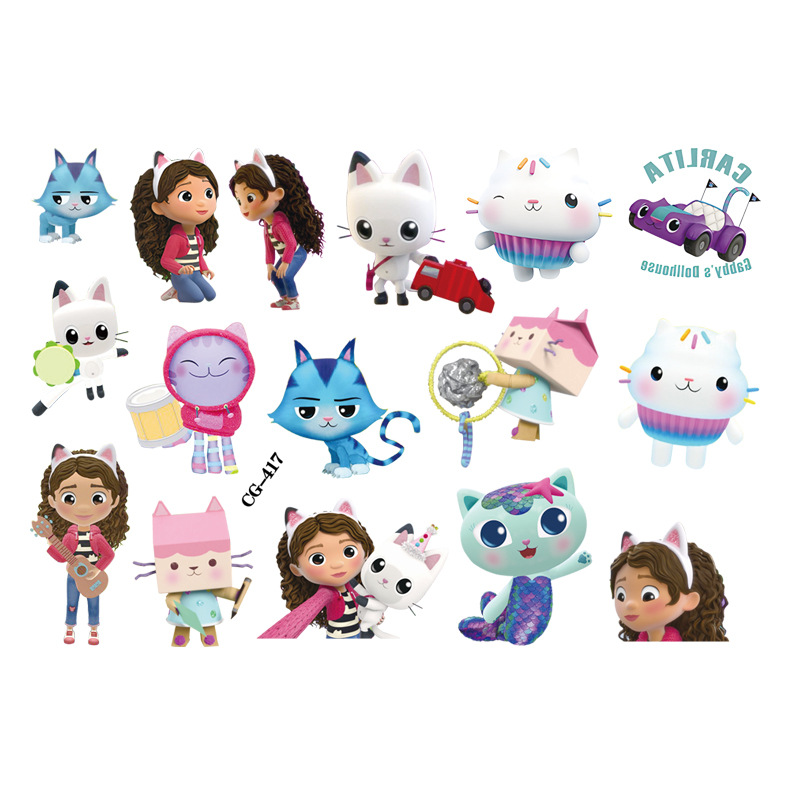 Picture of Gabby's Toy House Cartoon Tattoo Stickers Children's Tattoo Stickers Birthday Party Tattoo Stickers Disposable Water Transfer