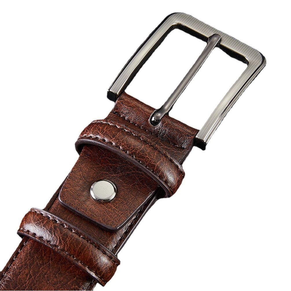 Amazon Popular Men's Genuine Leather Pin Buckle Belt Trendy ins Style Retro Casual Business Leather Belt