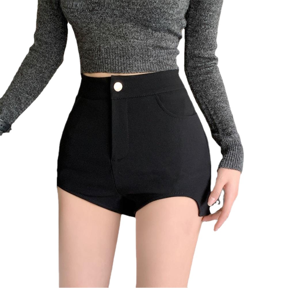 Irregular High Waist Black Suit Shorts Women's Spring and Summer Small Hot Girl A- line Slim-fit Ultra Short Hot Trendy Pants