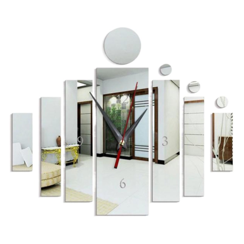 DIY Creative Home Decoration Strip Rectangular Clock Mirror Wall Stickers Living Room Silent Acrylic Wall Clock Wall Sticker