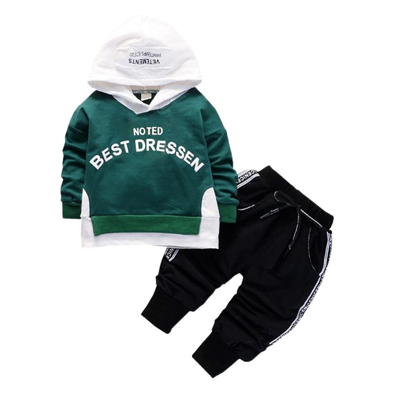 Fashion New Spring and Autum Casual Version 1-5 Years Old Baby Sweatshirt Letter Long-Sleeved Hoodie Pants Kidsren's Two-Piece Set