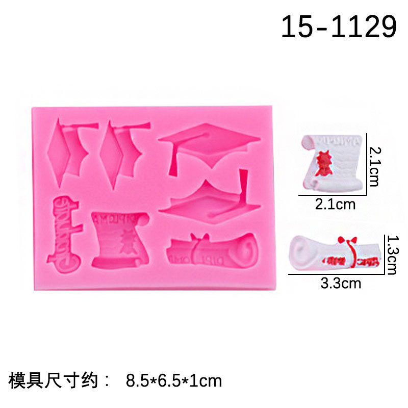 Picture of Doctor's Cap Master's Cap Graduation Certificate Parchment Roll Silicone Mold Graduation Cake Decoration Accessories Fondant Chocolate