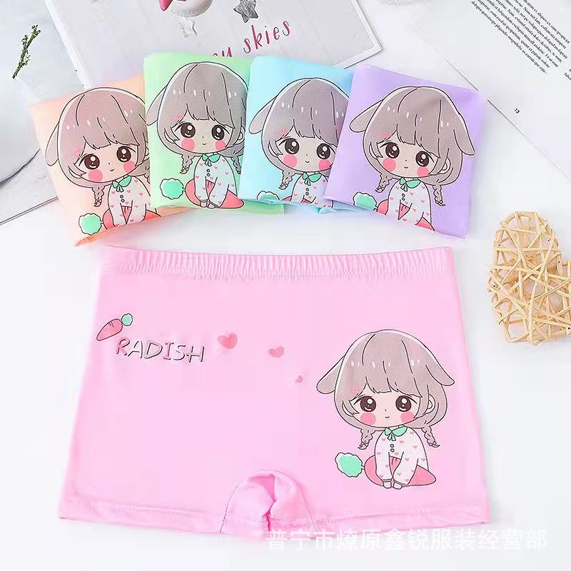 Children's Girls' Boxer Briefs, Wholesale for Export, Hot-Selling at Street Stalls, Milk Silk Material for Young Children