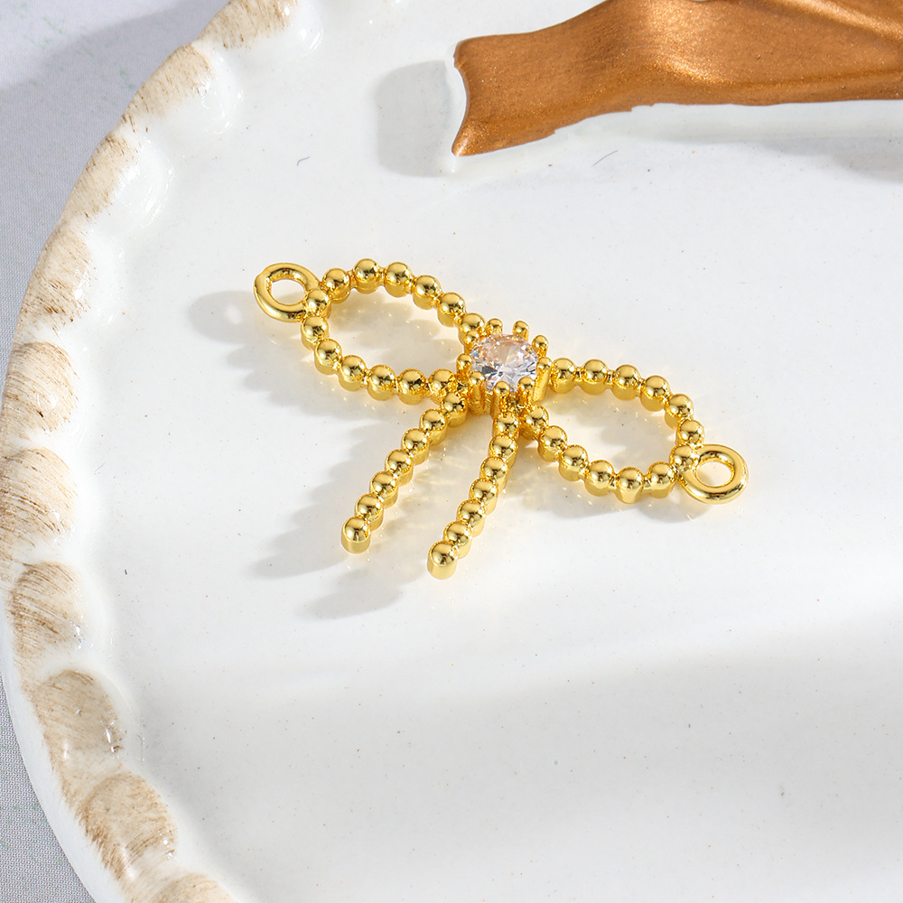 Picture of Cross-border Hot Fashion Zircon Bow Double Hole Connector Bracelet Necklace DIY Jewelry Handmade Accessories