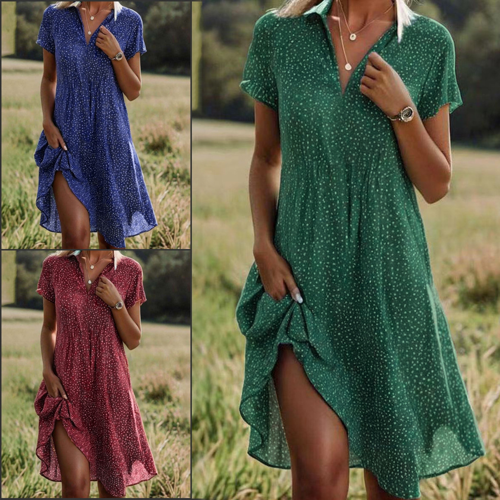 Amazon AliExpress Independent Station Europe and America Cross-border Summer 2024V-collar Small Fresh Pastoral Style dress