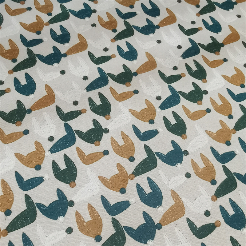 Picture of Manufacturers supply thick linen cotton embroidered Japanese heavy industry Fox embroidered cloth fashion bag handmade women's clothing fabric