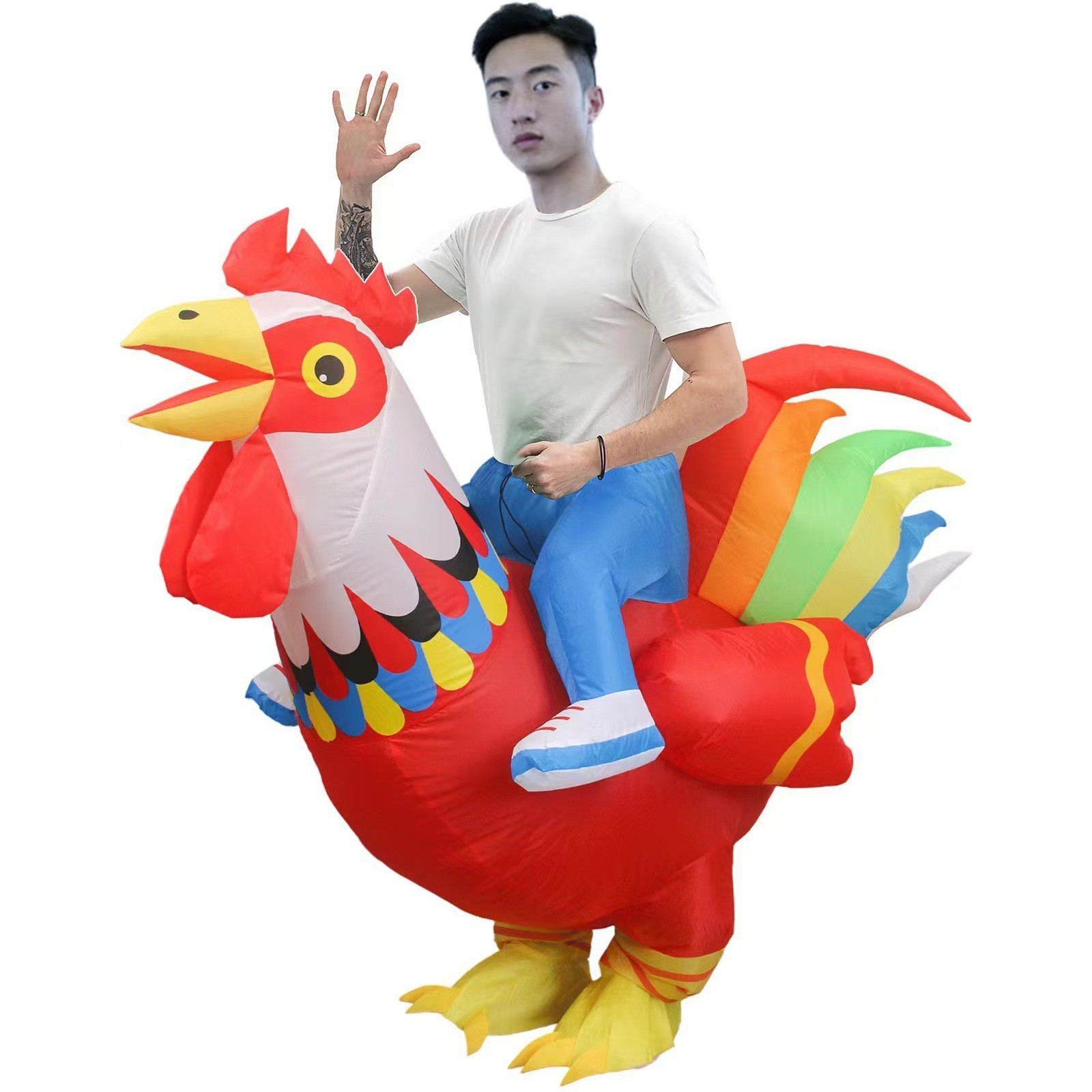 Picture of Halloween Costume Big Red Rooster Inflatable Suit Family Inflatable Costume Blue Rooster Inflatable Suit Performance Doll Suit