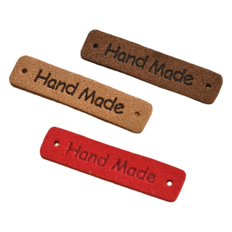 English Alphabet Leather Label Hand-Sewn Autumn and Winter Hat Scarf Headwear Label Label Super Fiber Soft Leather Label