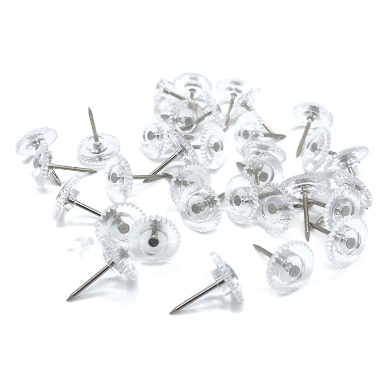 100 pieces boxed transparent pushpin gear nail creative I-shaped nail door curtain screen window press nail American pushpin message nail