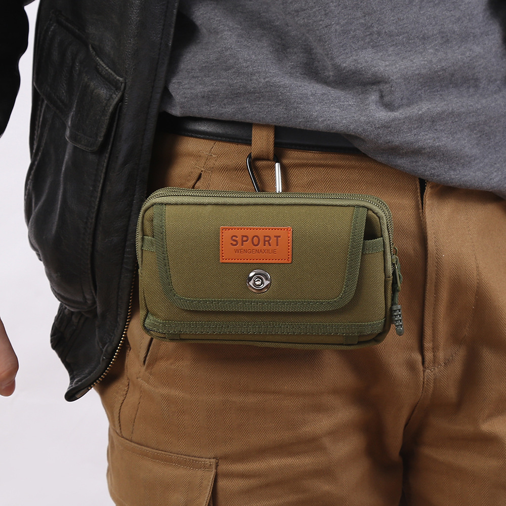 Canvas Mobile Phone Bag, Construction Site Bag, Bank Card, Document Storage Bag, Portable Belt Bag, Men's Mobile Phone Bag Manufacturer Wholesale