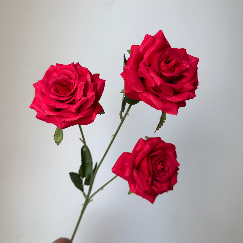 Picture of New 3-Head Diamond Rose Artificial Flower Wedding Hall Decorative Flower Artificial Flower Amazon Export Bouquet Rose Flower
