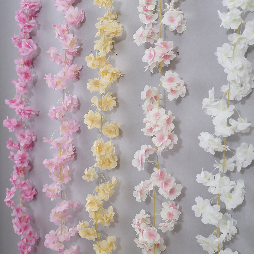 Picture of Cherry Blossom Rattan Flower Winding Air Conditioning Duct Vine Shaded Flower Tree Simulation Peach Blossom Decorative Flower Vine Artificial Flower Vane