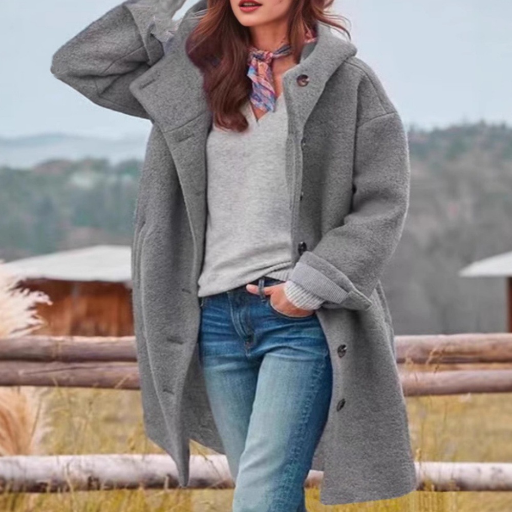 Picture of Rural Casual Hooded Trench Coat Woman Rural Literary Loose Hooded Windbreaker Women