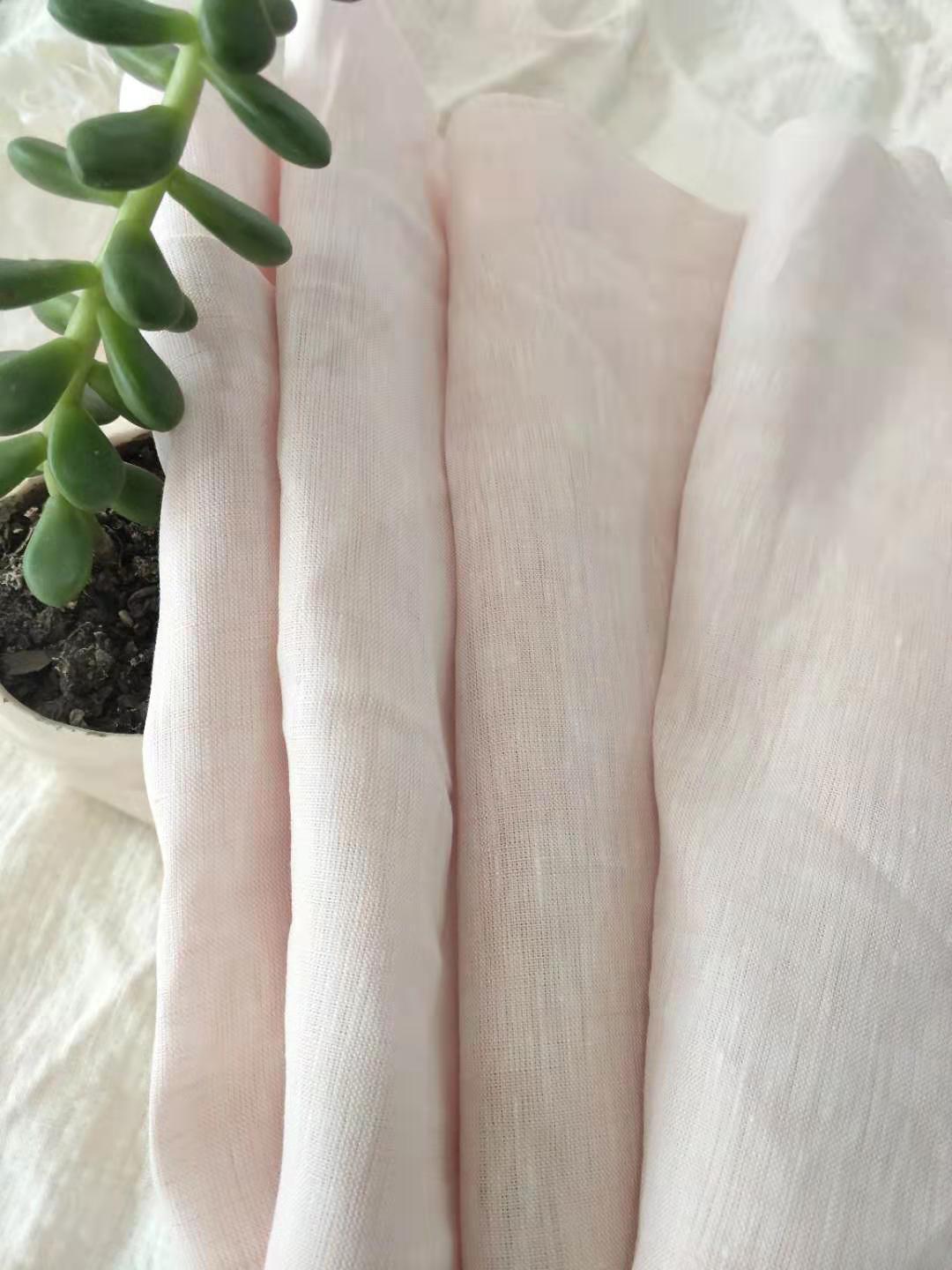 Picture of Meat pink pure linen fabric Light pink linen four-piece set Nordic linen sheet fabric curtain fabric