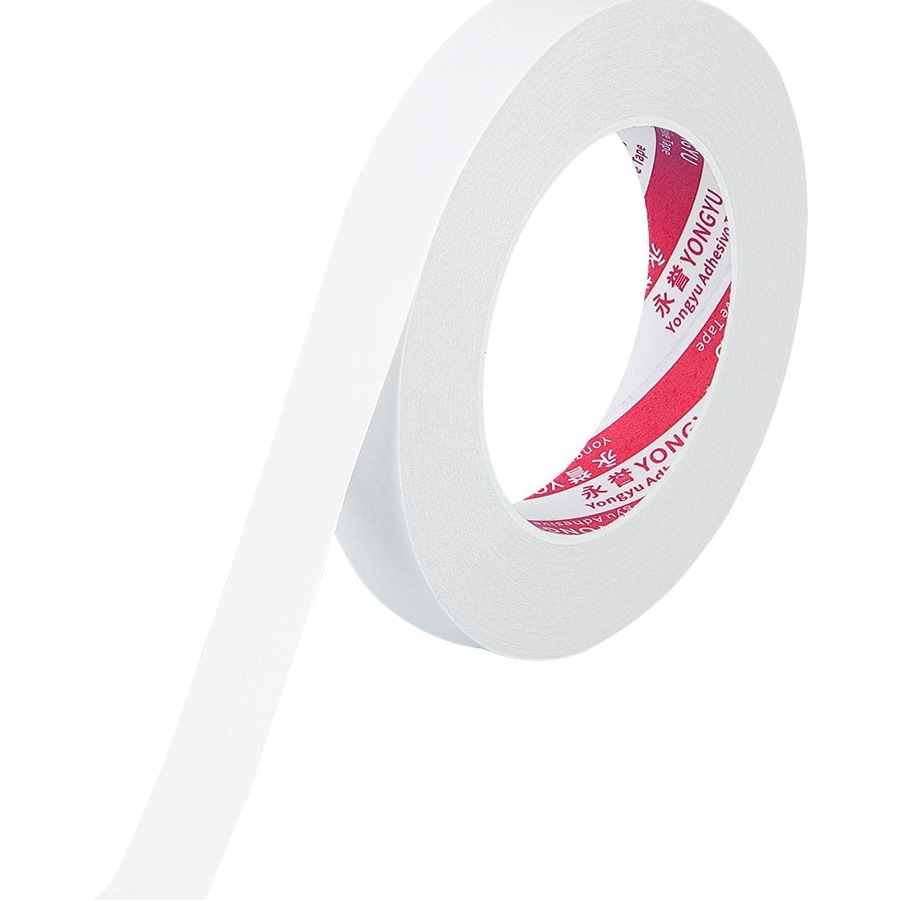 Double-Sided Tape White Strong Adhesive Tissue Paper Tape Student Hand-Fixed Easy-To-Tear Hot Melt Glue Office Double-Sided Tape High Viscosity