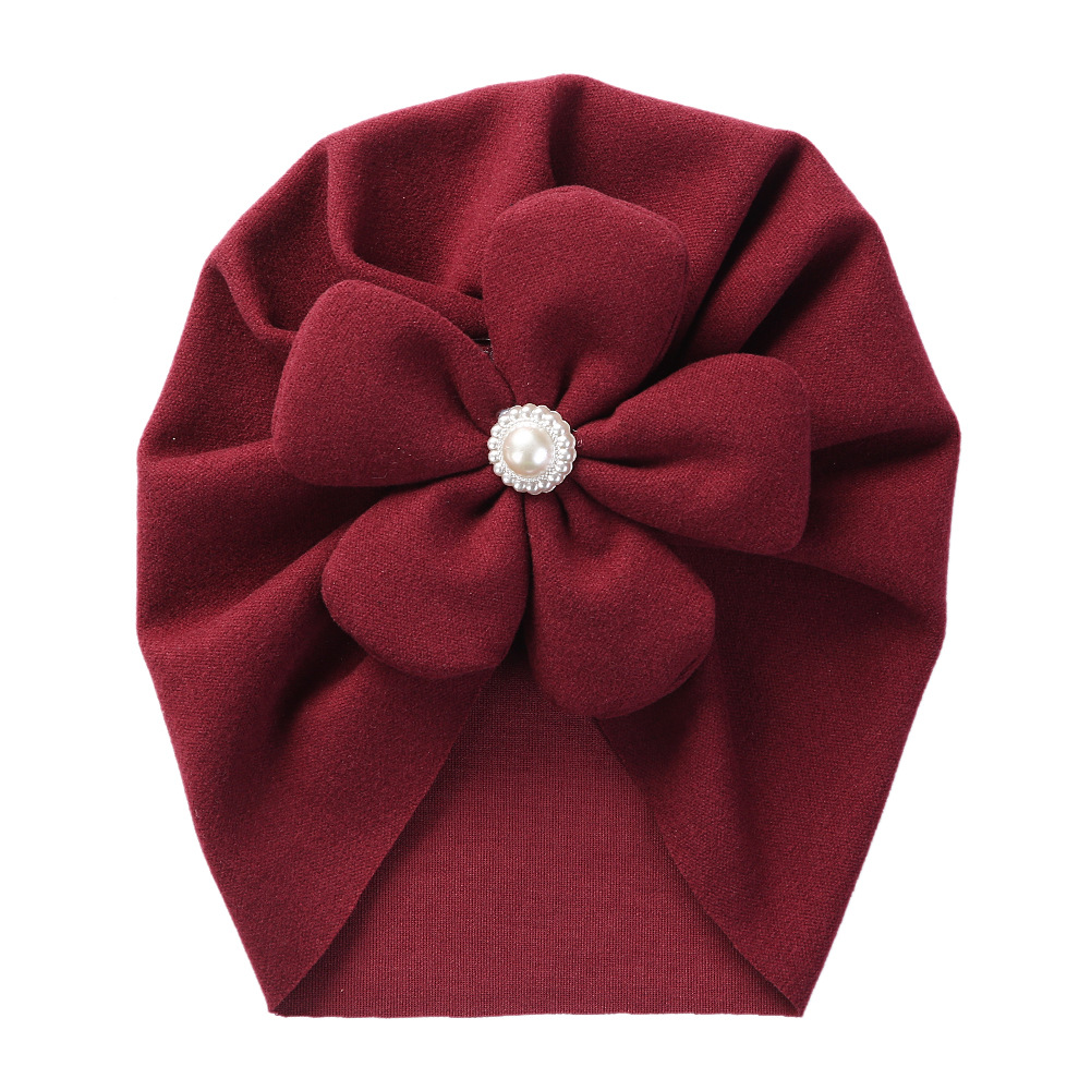 Picture of Cross-border new baby autumn and winter pullover cap imitation cashmere children's Indian hat infant Pearl Flower brimless hat