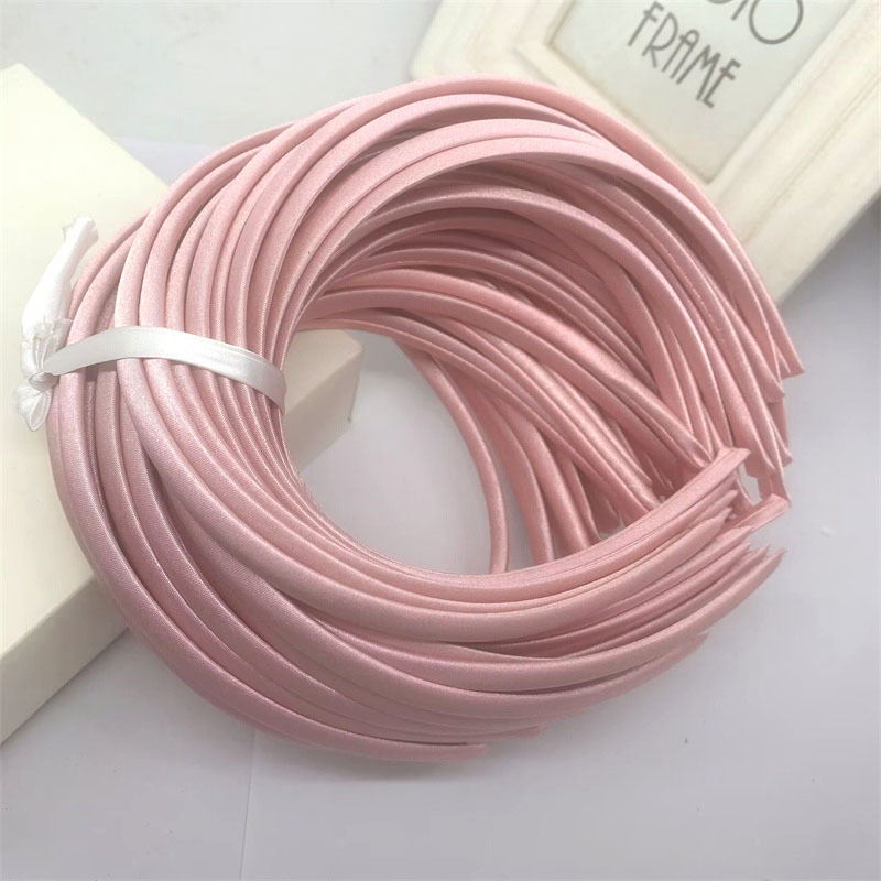 Picture of 10mm Candy-Colored Cloth-Wrapped Thickeneded Headband DIY Hairband Material Hair Accessories 1cm Satin Set Cloth Headband