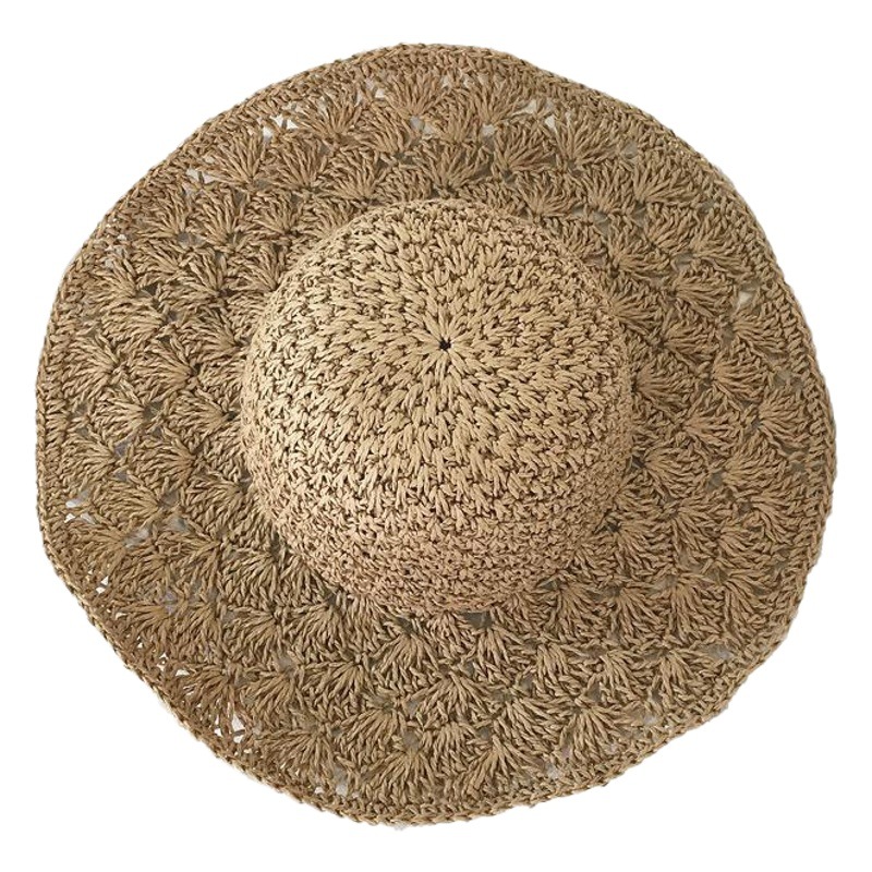 Large Brim Straw Hat Women's Hat Embryo Korean Style Foldableable Beach Summer Versatile Fresh Seaside Vacation Sun Protection Hat