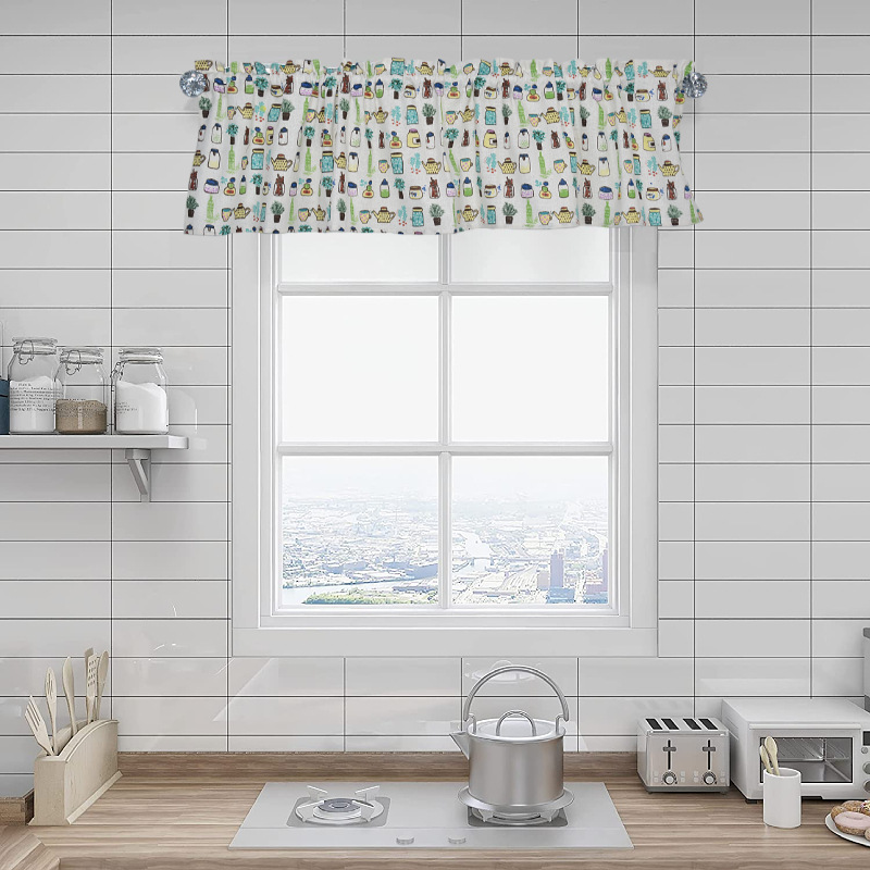 Picture of Hole-free Half Curtain Short Curtain Kitchen Half Curtain Bay Window Gauze Curtain Shading Balcony Half Shade Curtain Transparent Small Curtain