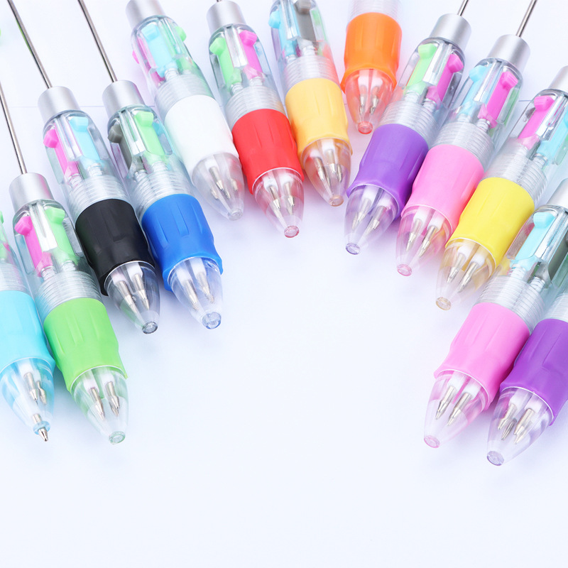 Picture of Factory Direct four-color beaded pen DIY multi-color refill ballpoint pen key mark press plastic gift pen