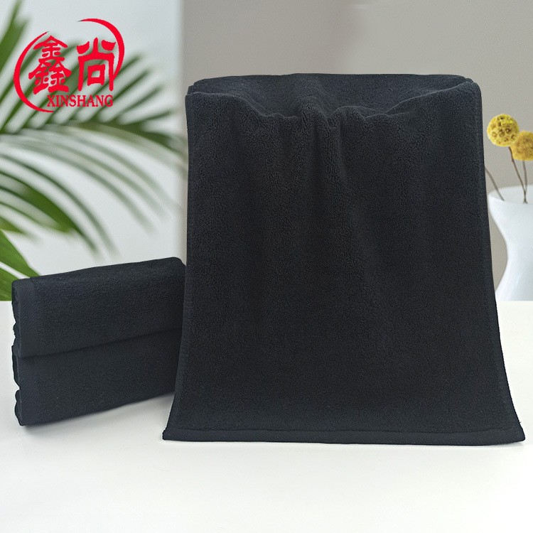 Picture of Wholesale cotton black bath towel increase thick beauty absorbent cotton black towel foreign trade black beach towel logo