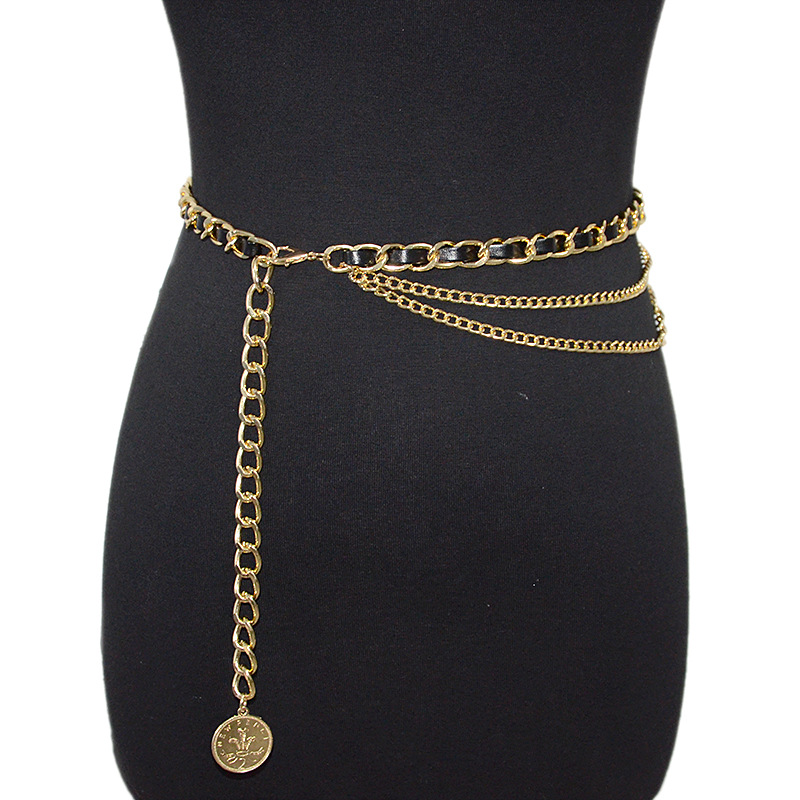 Cross-Border New Women's Belt Metal Punk Style Coin Pendant Decorative Chain Waist Chain Accessories Wholesale in Stock