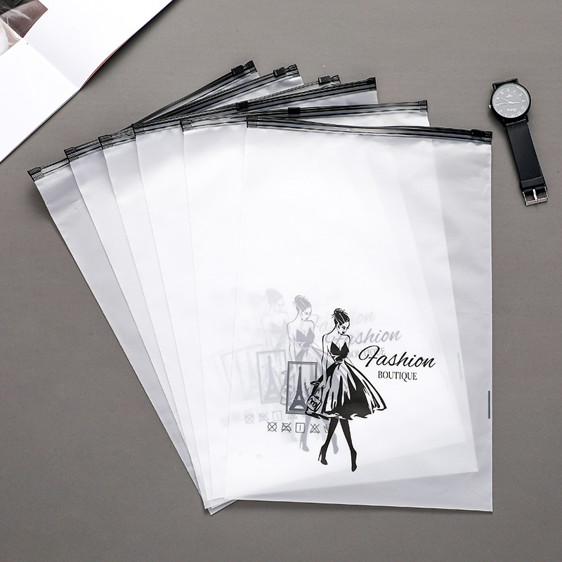 Plastic Garment Bag EVA Translucent Frosted Zipper Bag Clothes Leggings Storage Bag Garment Packaging Bag