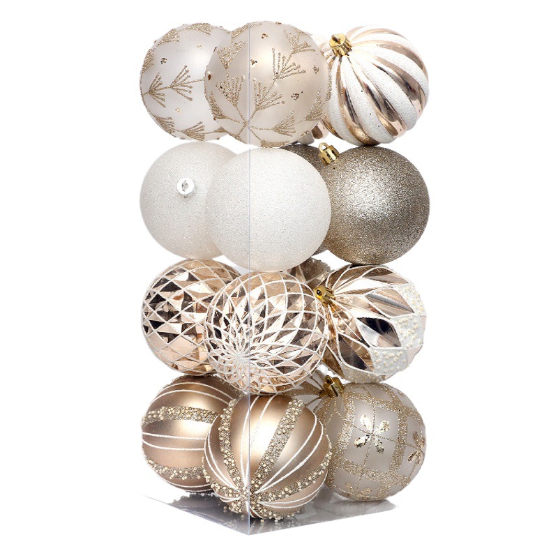 Christmas decorations light champagne White shaped painted Christmas ball pendant set Christmas tree pendant accessories