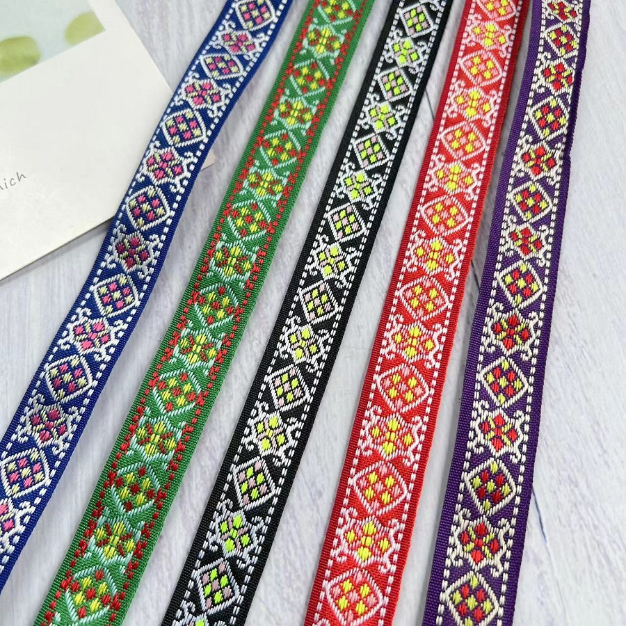 Jacquard Ribbon Ethnic Lace Retro Flower Totem Clothing Shoe Bag Accessories Width 1.8cm A- 9472
