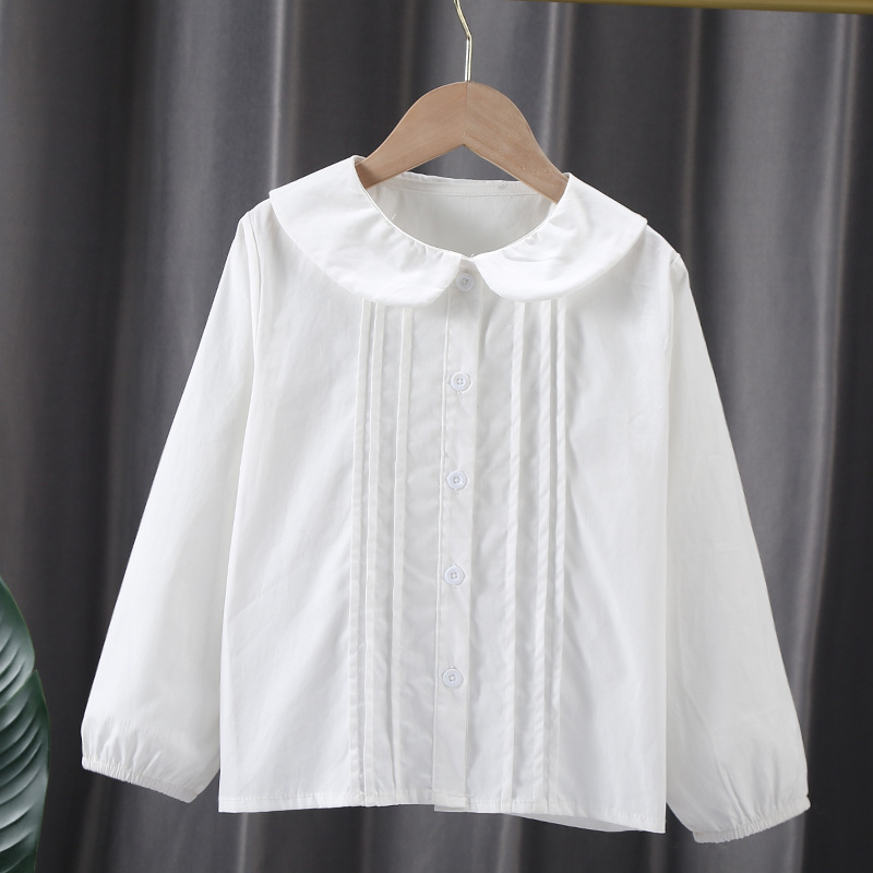 Picture of Children's Shirt White Long Sleeve Spring and Autumn Class Clothing Performance Clothing Lace Girl Student Clothing 2024 New Style Girl's Spring and Autumn