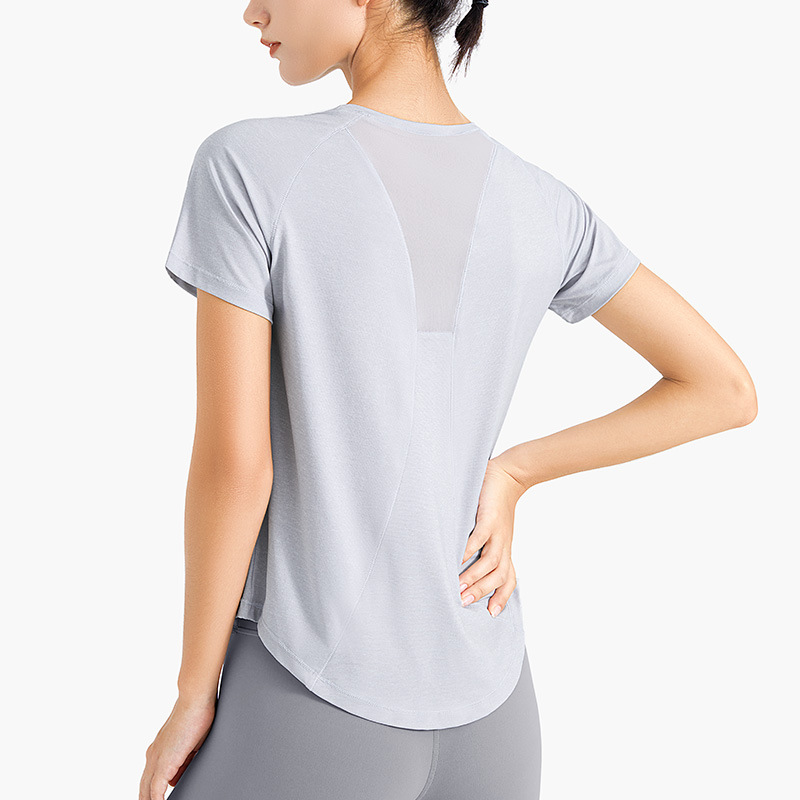 Picture of Sports T-shirt Women's Running Yoga Suit Loose Mesh Breathable Outdoor Blouse Quick-drying Lightweight Fitness Short-sleeved Top
