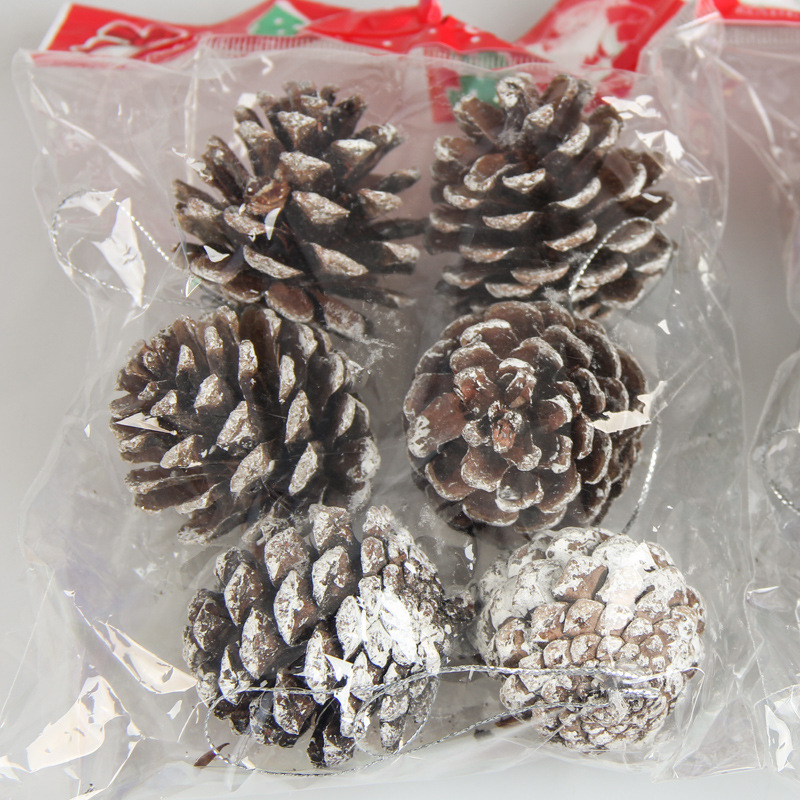Picture of Christmas tree decoration pine cone pendant Christmas decoration supplies pine cone dyed white pine cone ornaments about 5CM