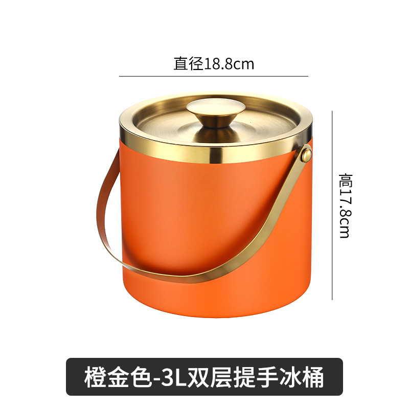 Picture of Amazon Stainless Steel Double-Layer Ice Bucket Bar Champagne Red Wine Beer Commercial Ice Bucket Stainless Steel Bucket