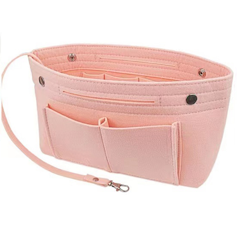 Felt cosmetic bag women's handbag large capacity storage insert bag middle bag snap button large capacity liner bag direct supply