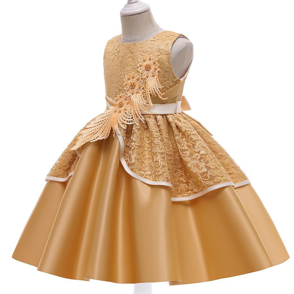 Picture of 2024 new cross-border children's dress lace embroidered bow applique costume princess dress manufacturers supply