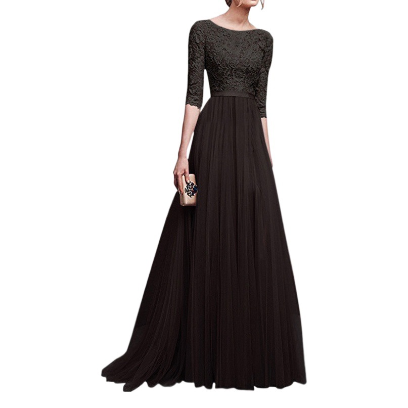 Elegant cross-border European and American autumn and winter foreign trade new evening dress ebay Amazon wish chiffon evening dress long dress